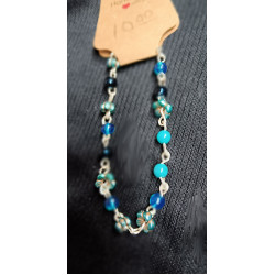 Blue Beads and Silver Bracelet