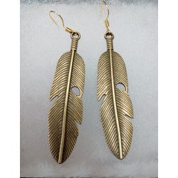 Brass Feather Earrings