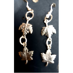 Dbl Leaf Silver Earrings