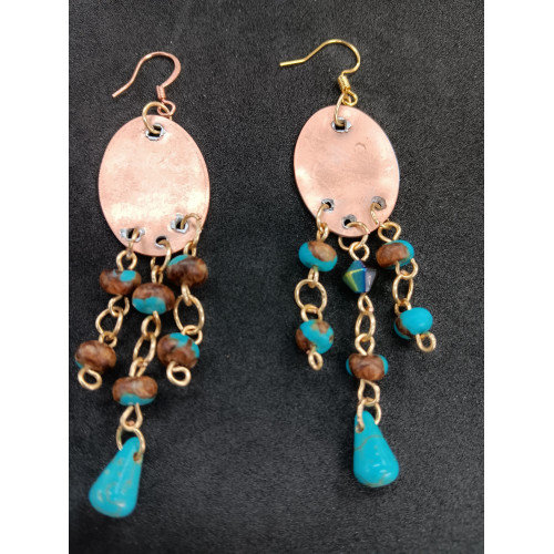 Copper Dangle & Beads Earrings