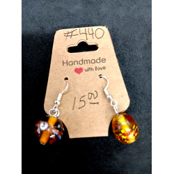 Amber/Gold Handmade Glass Earrings