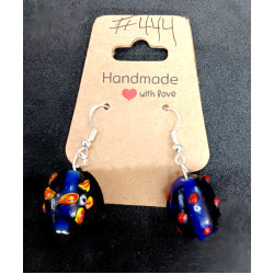 Black/Colorful Dots Handmade Glass Earrings