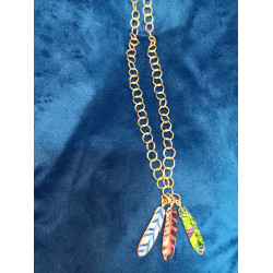 3 Colorful Feathers Necklace #2