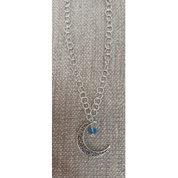 Blue Crystal Moon Necklace