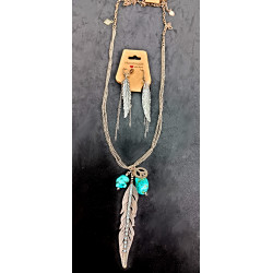 Vintage SET Feathers & Tourqois