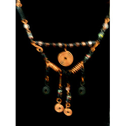 Black Beads Copper Swirls