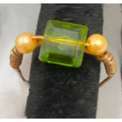 Green Bead and Copper Ring